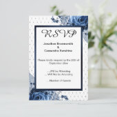 ELEGANT SIMPEL FLORAL NAVY PATTERN RSVP KAART (Staand voorkant)
