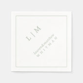 Elegant Simpel Monogram Salie Groene Trouwdag Servet (Voorkant)