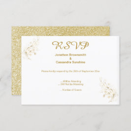 ELEGANT SIMPELE GOLD LEAF GLITTER RSVP KAART