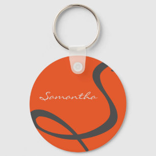 elegant simpele moderne chic trendy monogram oranj sleutelhanger
