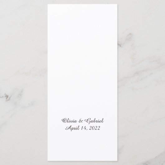 Elegant simpele tak. Zwarte en witte bruiloft Menu (Achterkant)