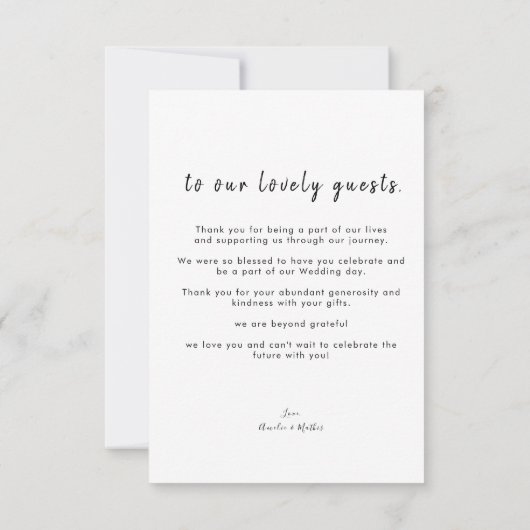 Élégant simple avec Carte de remerciements Mariage (Dos)