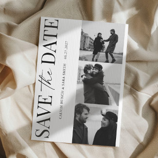 Elegant Simple Black and White Photo Save the Date Kaart