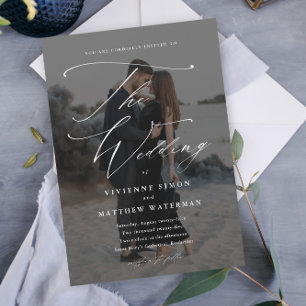 Elegant Simple Black and White Wedding Magnetische Uitnodiging