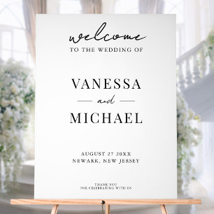 Elegant Simple Black and White Wedding Welcome Acryl Bord