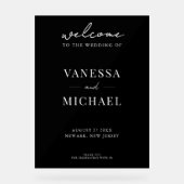 Elegant Simple Black and White Wedding Welcome Acryl Bord (Voorkant)