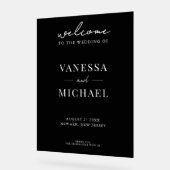 Elegant Simple Black and White Wedding Welcome Acryl Bord (Hoek)