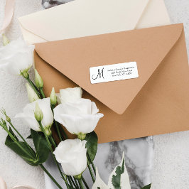 Elegant Simple Black en White Monogram Address Etiket