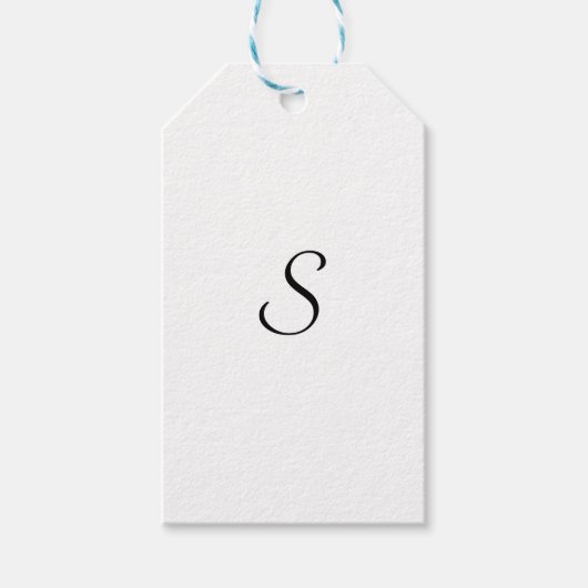 Elegant Simple Black en White Monogram Cadeaulabel (Voorkant)
