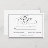 Elegant Simple Black & White RSVP (Voorkant / Achterkant)