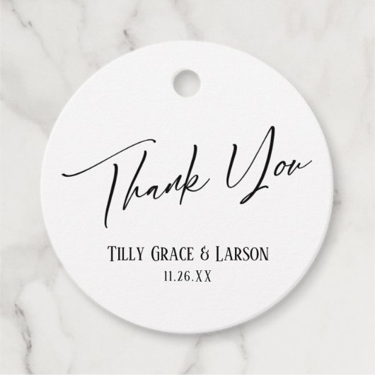 Elegant Simple Black & White Typografie Hartelijk  Bedankjes Labels (Voorkant)