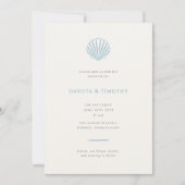 Elegant Simple Blue Seashell Wedding invitation Kaart (Voorkant)