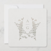 Elegant Simple Botanical Crest Monogram Weddenscha Kaart (Achterkant)