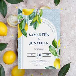 Elegant Simple Botanical Mediterranean Wedding Kaart