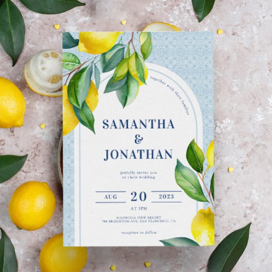 Elegant Simple Botanical Mediterranean Wedding Kaart