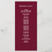 Elegant Simple Burgundy Red Custom Wedding Program Programma (Achterkant)