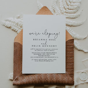 Elegant Simple Calligraphy Elopement Reception Kaart