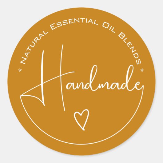 Elegant Simple Calligraphy Handmade Heart Yellow Ronde Sticker (Voorkant)