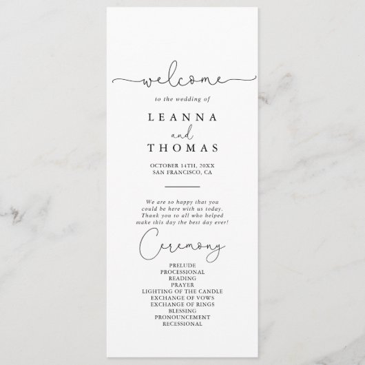 Elegant Simple Calligraphy Wedding Program Programma (Voorkant)