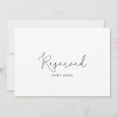 Elegant Simple Calligraphy Wedding Reserved Sign (Achterkant)