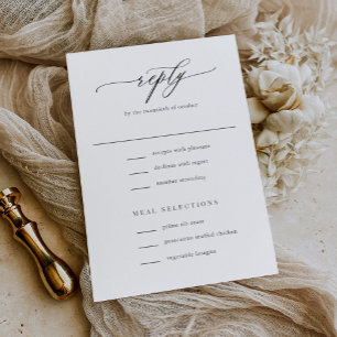 Elegant Simple Calligraphy Wedding RSVP Kaartje