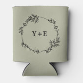 Elegant Simple Cement Grey Monogrammed Wedding Blikjeskoeler (Voorkant)