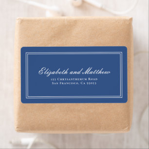 Elegant Simple Classic Blue Wedding Return Address Etiket