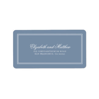 Elegant Simple Classic Blue Wedding Return Address Etiket