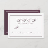 Elegant Simple Classic Cassis Wedding RSVP Kaartje (Voorkant / Achterkant)