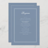 Elegant Simple Classic Faded Blue & White Weddensc Programma (Voorkant / Achterkant)