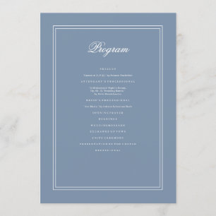 Elegant Simple Classic Faded Blue & White Weddensc Programma