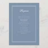 Elegant Simple Classic Faded Blue & White Weddensc Programma (Voorkant)