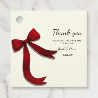 Elegant Simple Classic Minimalist Red Bow Bedankjes Labels