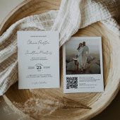 Élégant simple code QR Faire-part de mariage photo