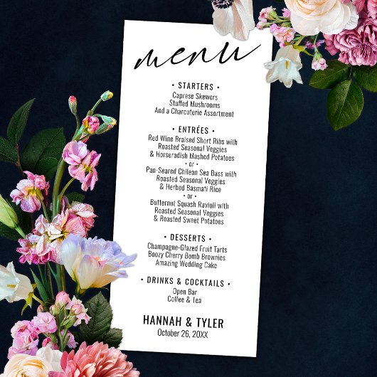 Elegant Simple Contemmodern Typografie Black White Menu