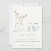 Elegant Simple Cute Blue Bunny boys Birthday Kaart (Voorkant)