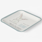 Elegant Simple Cute Blue Bunny boys Birthday Papieren Bordje (Gebogen)