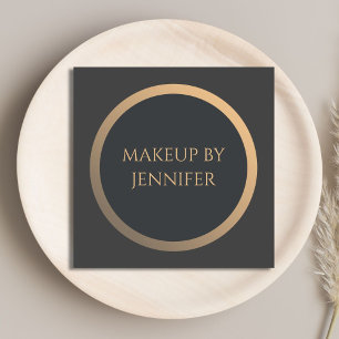 Elegant Simple Dark Faux Gold Circle Makeup Aritst Vierkante Visitekaartje