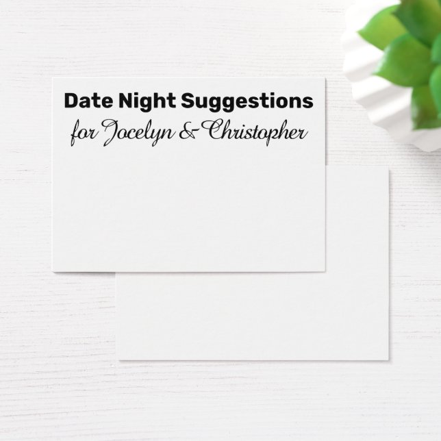 Elegant, Simple Date Night Suggestis White Kaart (Bureau)
