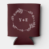 Elegant Simple Deep Burgundy Monogrammed Wedding Blikjeskoeler (Voorkant)
