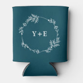 Elegant Simple Deep Teal Monogrammed Wedding Blikjeskoeler (Voorkant)