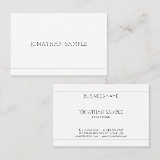 Elegant Simple Design Modern Luxury Plain Trendy Visitekaartje (Voorkant / Achterkant)