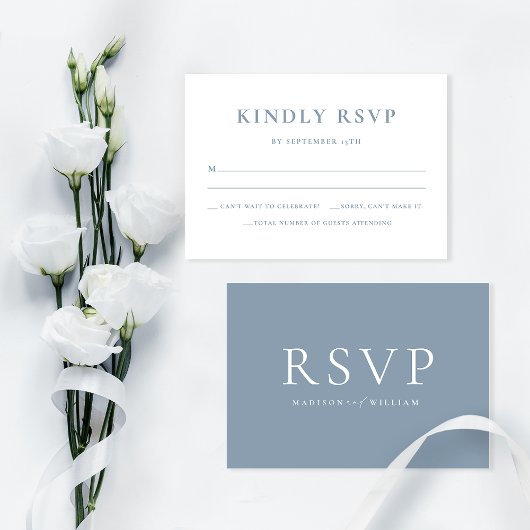 Elégant simple Dusty Blue Wedding carte RSVP