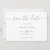 Elegant Simple Dusty Blue Wedding Save the Date (Voorkant)