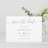 Elegant Simple Dusty Blue Wedding Save the Date (Staand voorkant)