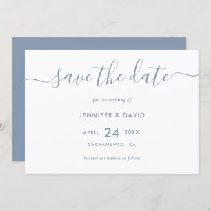 Elegant Simple Dusty Blue Wedding Save the Date
