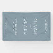 Elegant Simple Dusty Blue Wedding Welkom Spandoek (Horizontaal)