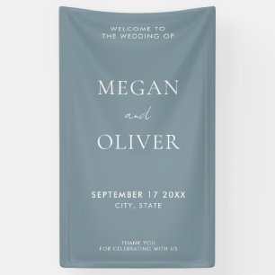 Elegant Simple Dusty Blue Wedding Welkom Spandoek