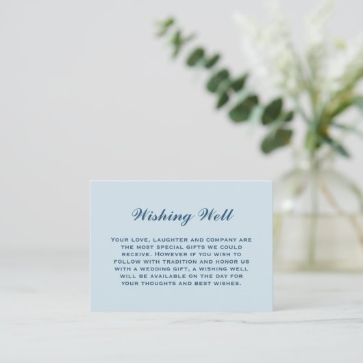 Elegant Simple Dusty Blue Wedding Wishing Good Informatiekaartje (Staand voorkant)