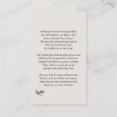 Élégant Simple En Logique Carte De Prière Mémoire (Dos)